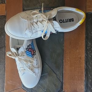 Painted Britto Leather Tennis Shoes